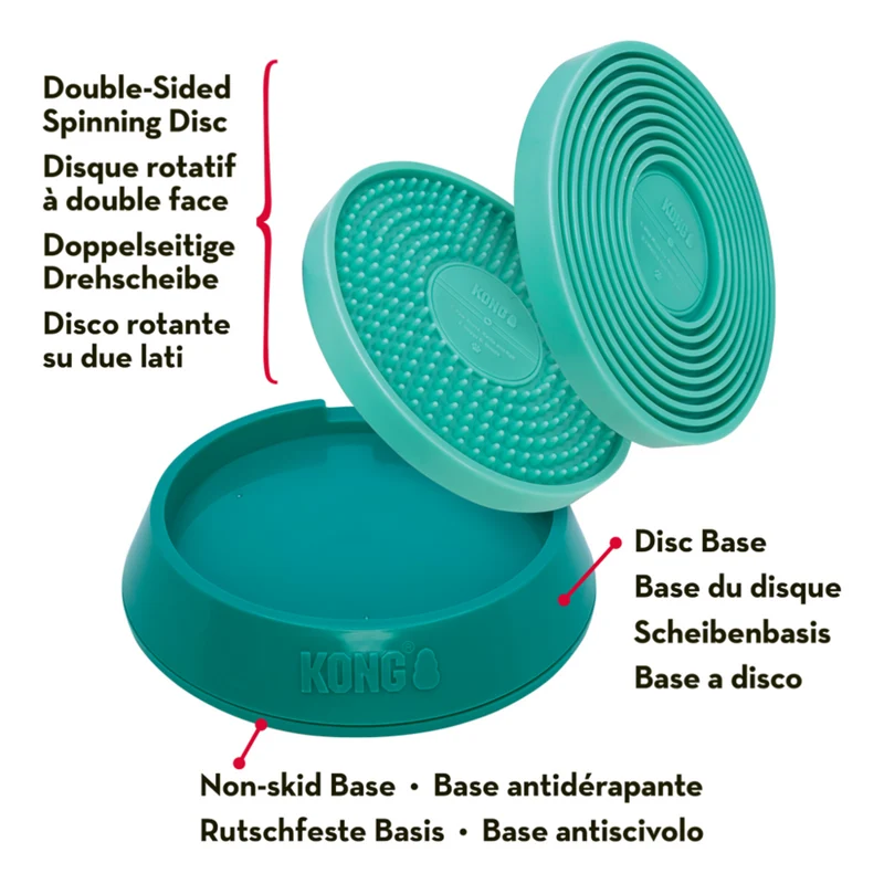 KONG Licks Spinz – Drehende Schleckmatte für Hunde & Katzen | BPA-frei | S & L