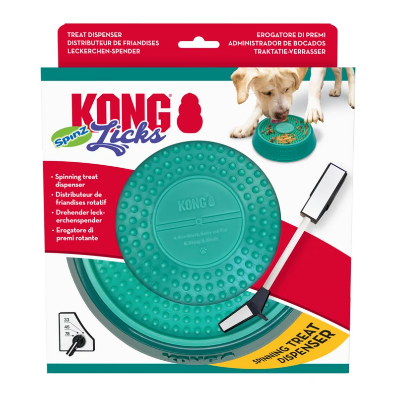 KONG Licks Spinz – Drehende Schleckmatte für Hunde & Katzen | BPA-frei | S & L