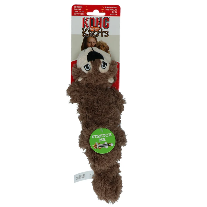 KONG Scrunch Knots – Plüsch-Zerrspielzeug für Hunde mit Quietscher & Seilknoten | S/M & M/L