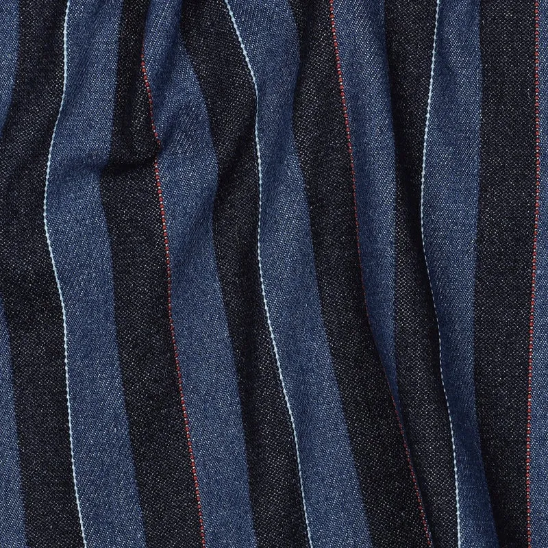 Denim Jeans Jacquard Stripes Indigo
