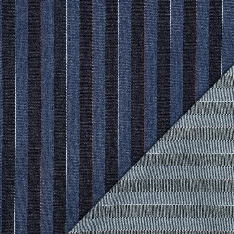 Denim Jeans Jacquard Stripes Indigo