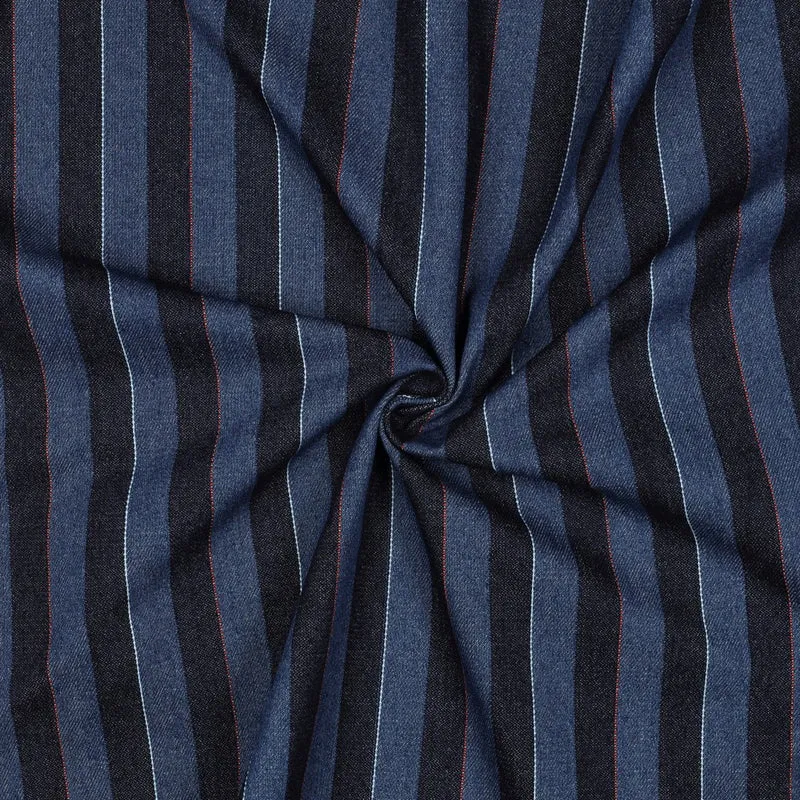 Denim Jeans Jacquard Stripes Indigo