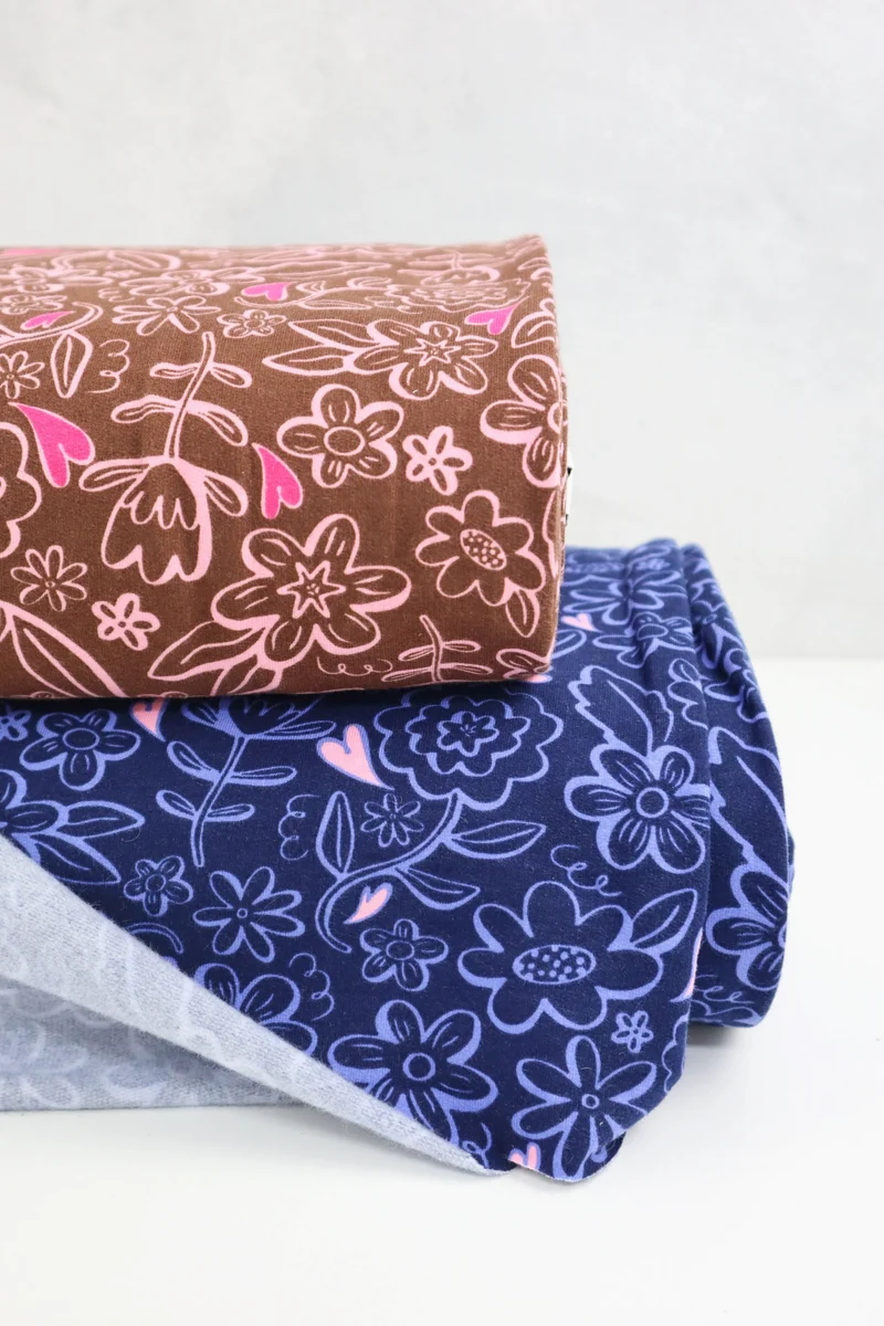 French Terry angeraut Heart Flowers by Poppy