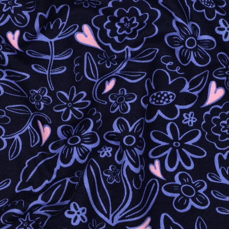 French Terry angeraut Heart Flowers by Poppy