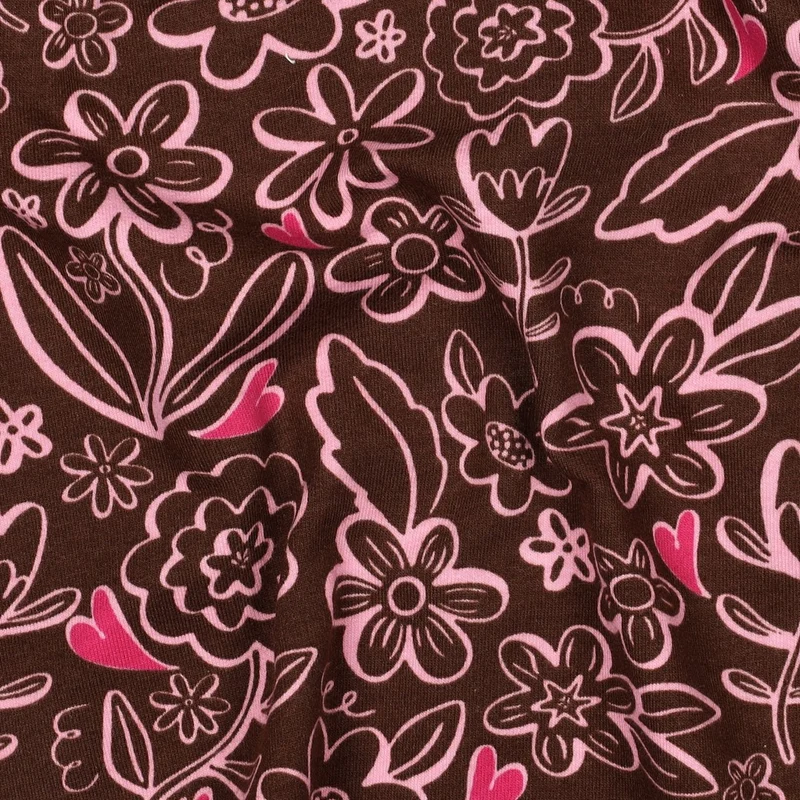 French Terry angeraut Heart Flowers by Poppy