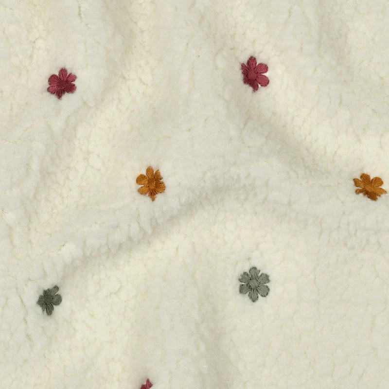 Teddy Stoff Jacquard Blütenstickerei