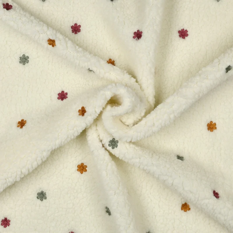 Teddy Stoff Jacquard Blütenstickerei