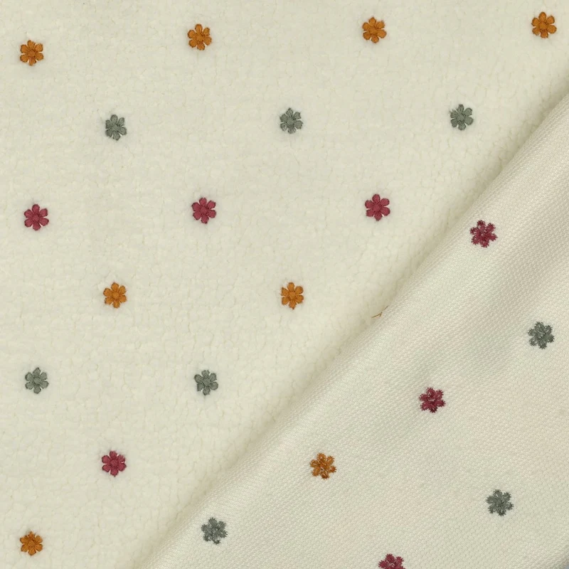 Teddy Stoff Jacquard Blütenstickerei