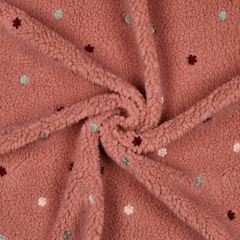 Teddy Stoff Jacquard Blütenstickerei