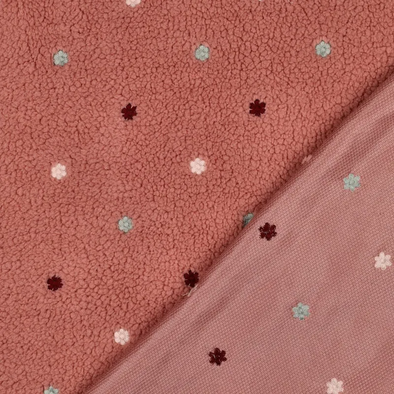 Teddy Stoff Jacquard Blütenstickerei