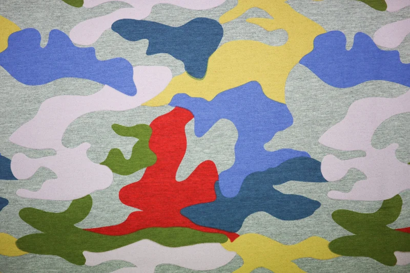French Terry angeraut Colorful Camouflage
