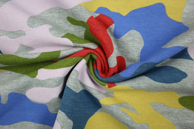 French Terry angeraut Colorful Camouflage