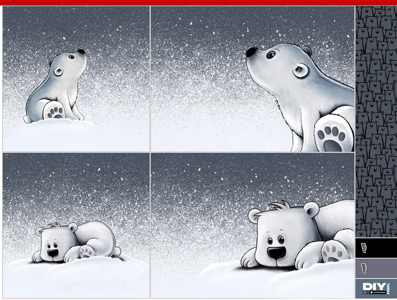 Kissen Panel Velvet On The Rocks - Snowfall Bear by Thorsten Berger