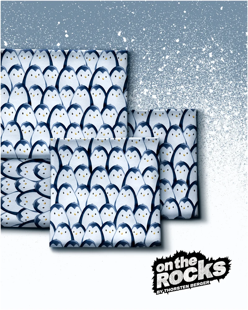 Sweatshirtstoff On The Rocks Pinguine Allover by Thorsten Berger