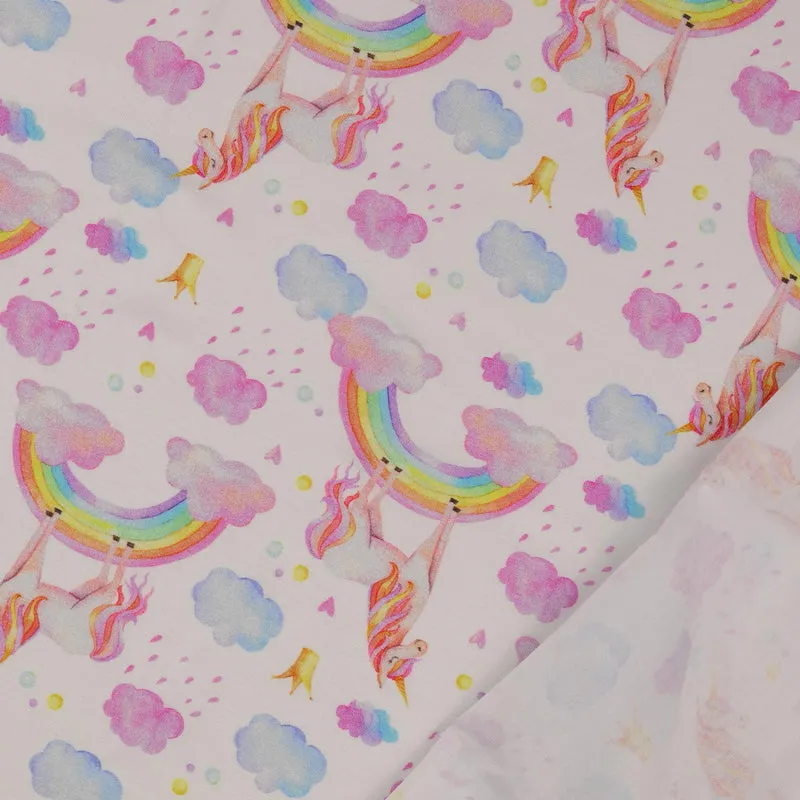 Baumwolljersey Einhorn Regenbogen
