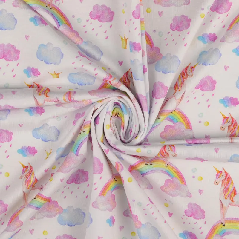Baumwolljersey Einhorn Regenbogen