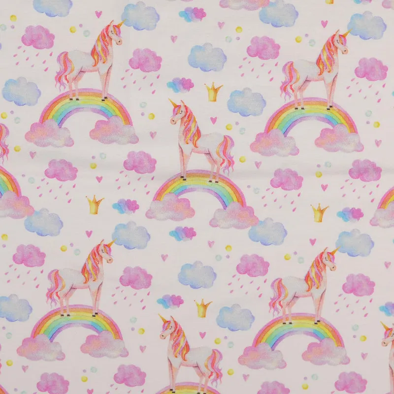 Baumwolljersey Einhorn Regenbogen