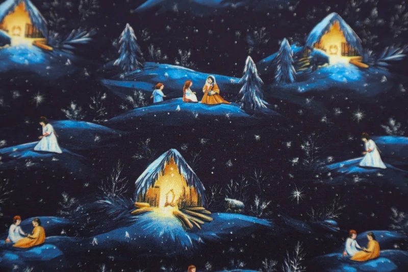 Baumwoll Popeline Weihnachten bei Nacht