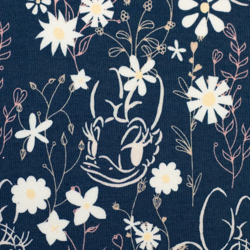 Lizenz Baumwolljersey Disney Minnie & Daisy Flowerfield