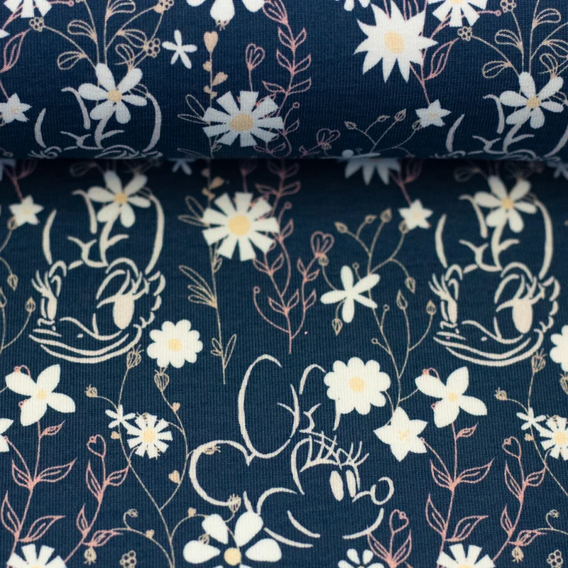 Lizenz Baumwolljersey Disney Minnie & Daisy Flowerfield