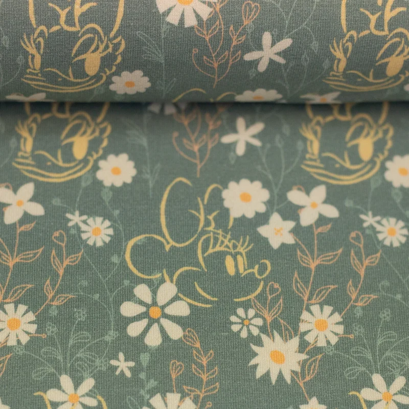 Lizenz Baumwolljersey Disney Minnie & Daisy Flowerfield