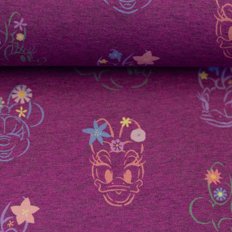 Lizenz Baumwolljersey Disney Minnie & Daisy Flower meliert