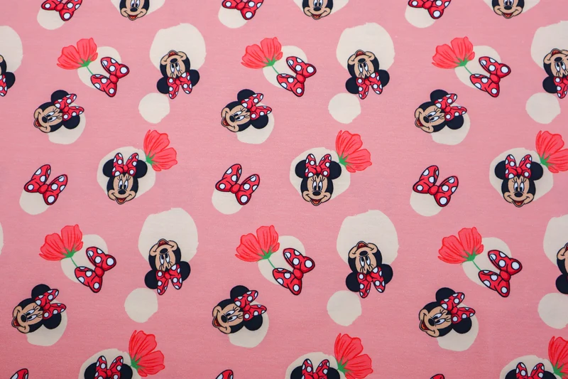 Baumwolljersey Lizenz Minnie Mouse & Flowers