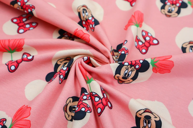 Baumwolljersey Lizenz Minnie Mouse & Flowers