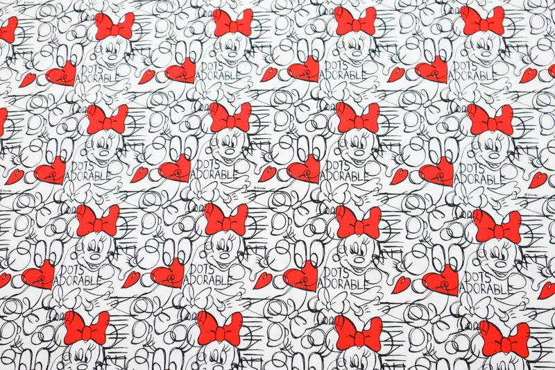 Baumwolljersey Lizenz Minnie Mouse Dots Adorable