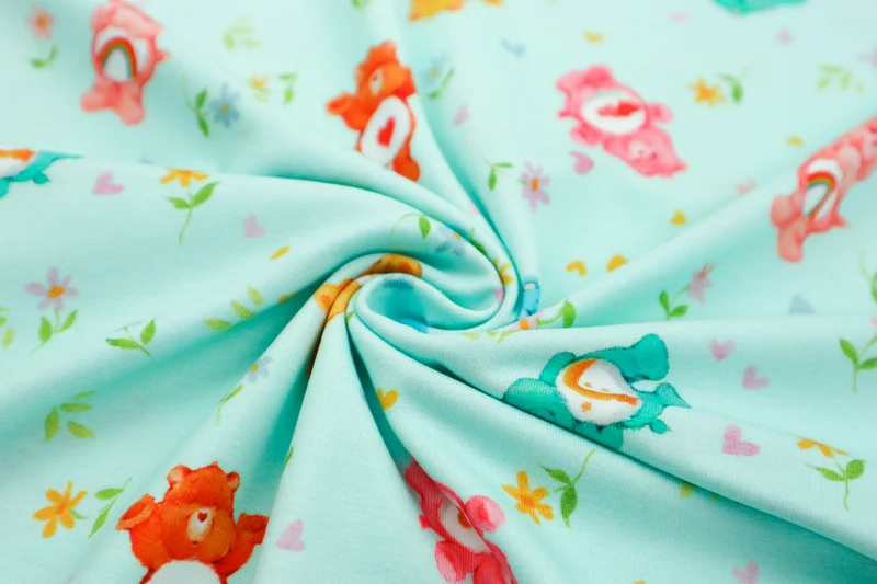 Baumwolljersey Lizenz Glücksbärchis & Blumen