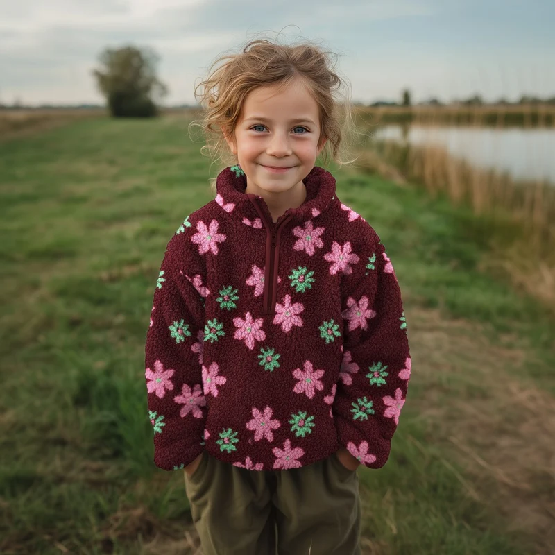 Teddy Stoff Jacquard Bianca Blüten