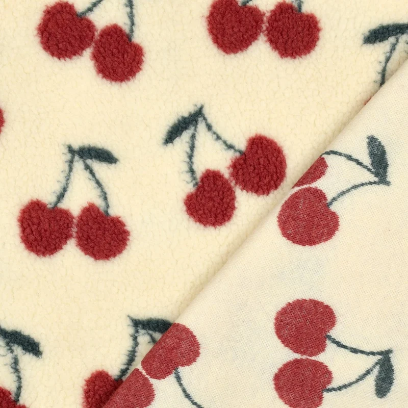 Teddy Stoff Jacquard Kirschen