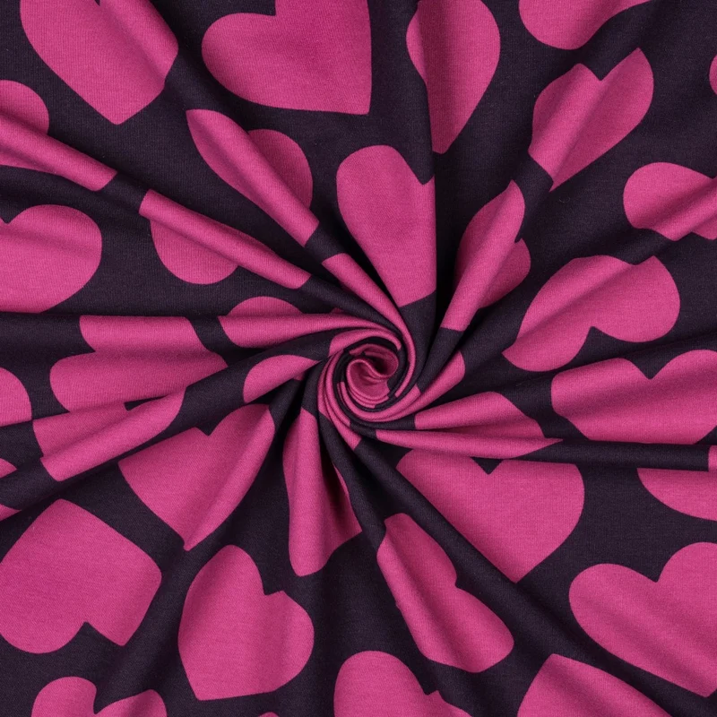 French Terry angeraut Hearts by Poppy