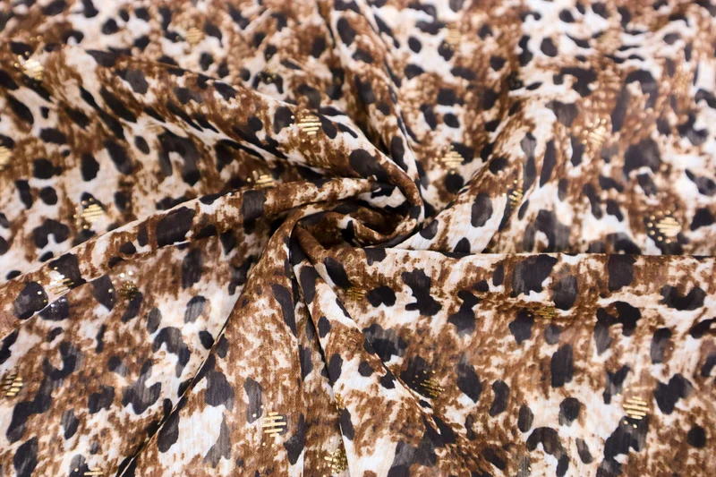 Chiffon Stoff Mixed Golden Animalprint