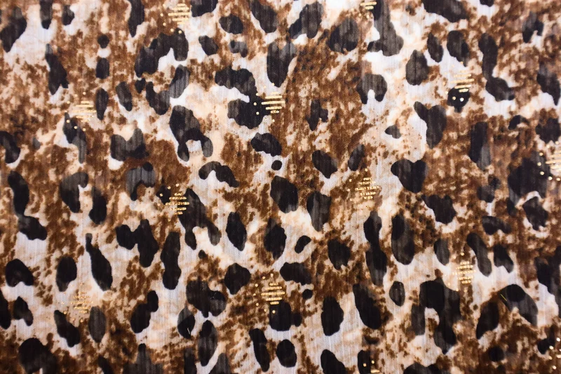 Chiffon Stoff Mixed Golden Animalprint