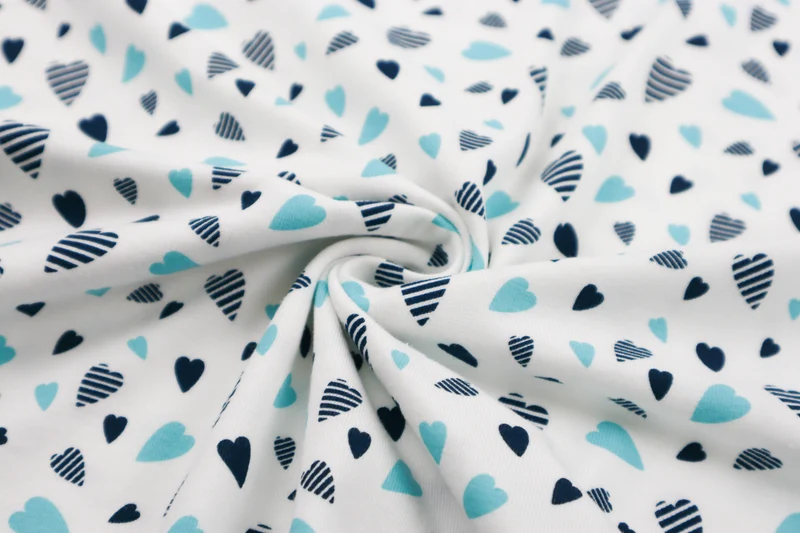 Baumwolljersey Blaue Herzen