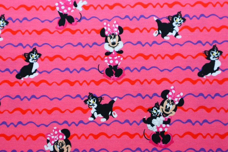 Baumwolljersey Lizenz Minnie Mouse & Cat