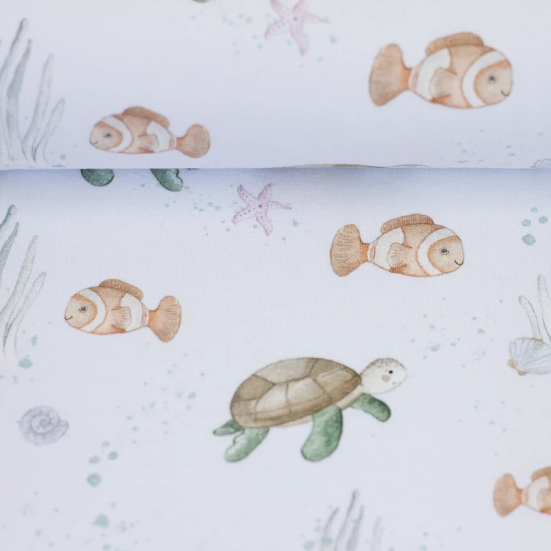 Baumwolljersey Beach Clownfisch & Schildkröte by Christiane Zielinski