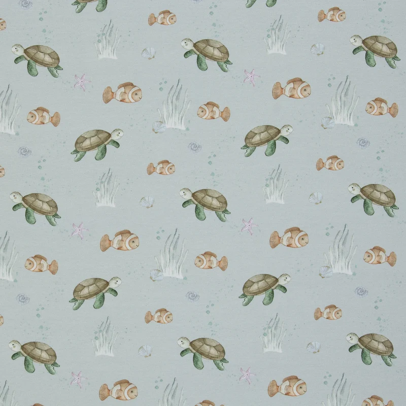 Baumwolljersey Beach Clownfisch & Schildkröte by Christiane Zielinski