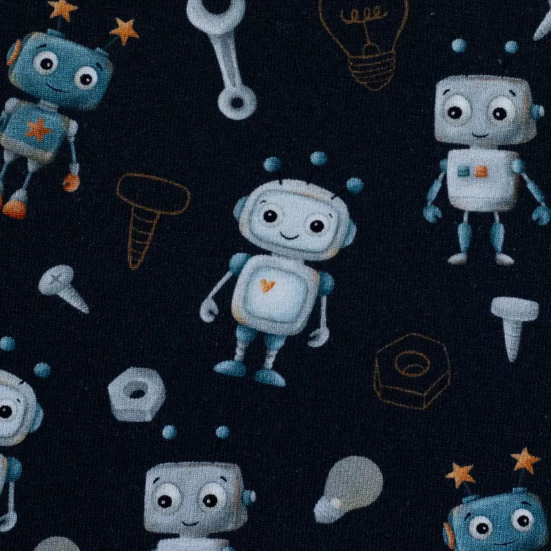 Baumwolljersey Hello Robot ! by Mrs. Mint Design