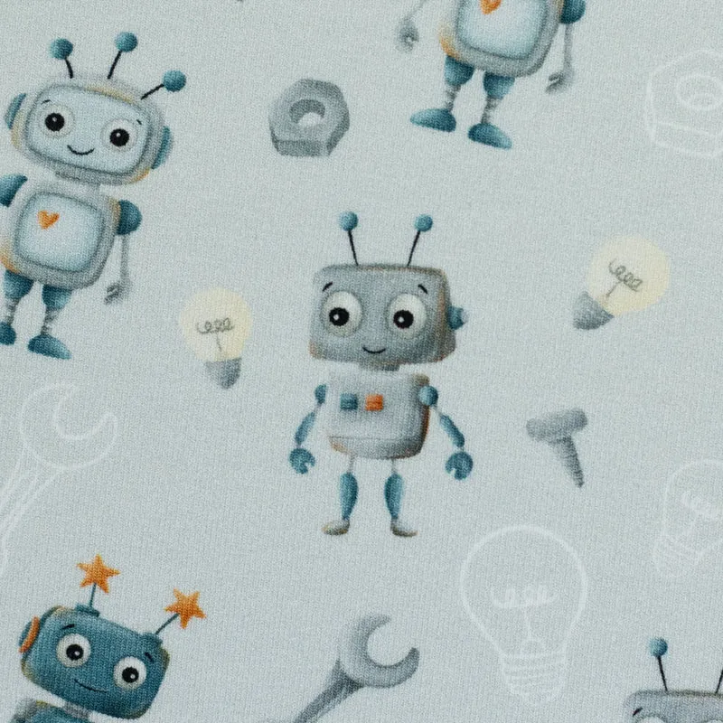 Baumwolljersey Hello Robot ! by Mrs. Mint Design