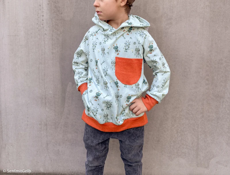 Baumwolljersey Hello Robot ! by Mrs. Mint Design