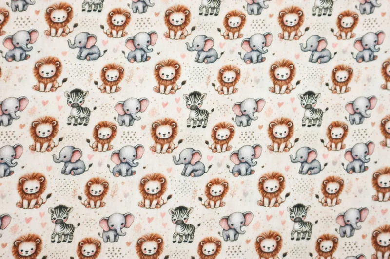 Double Gauze Musselin Digital Löwe, Giraffe & Co