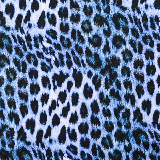 French Terry angeraut Digital Animal Look - blau