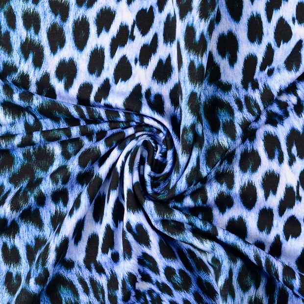 French Terry angeraut Digital Animal Look - blau