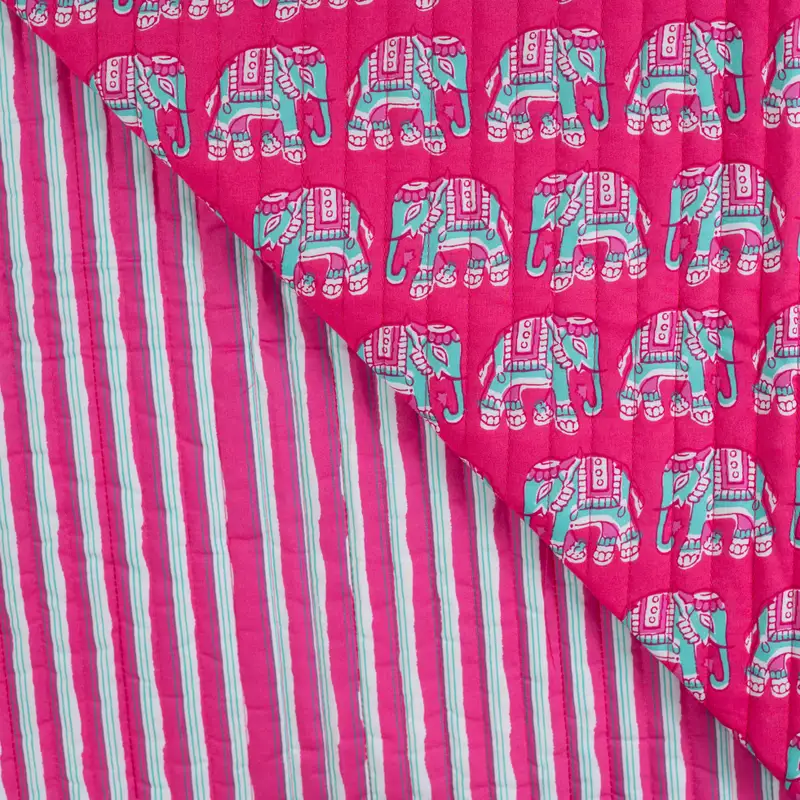 Doubleface Stepper Enjoy Elephant Stripe - fuchsia