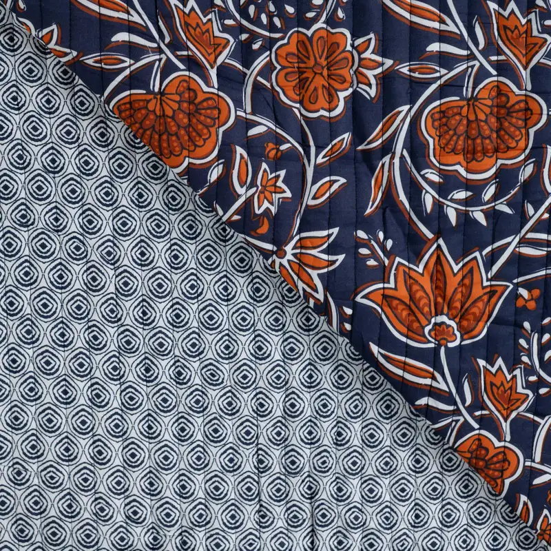 Doubleface Stepper Enjoy Flower Cognac - blau