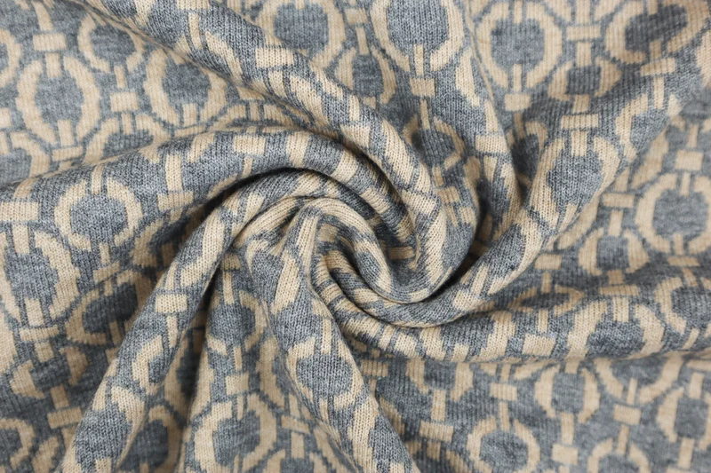 Viskose Strickjacquard Marina Ketten - grau
