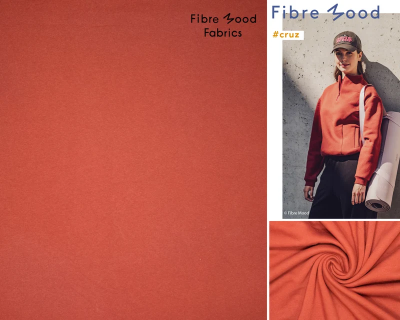 Sweatshirt Stoff Uni by Fibre Mood - terracotta