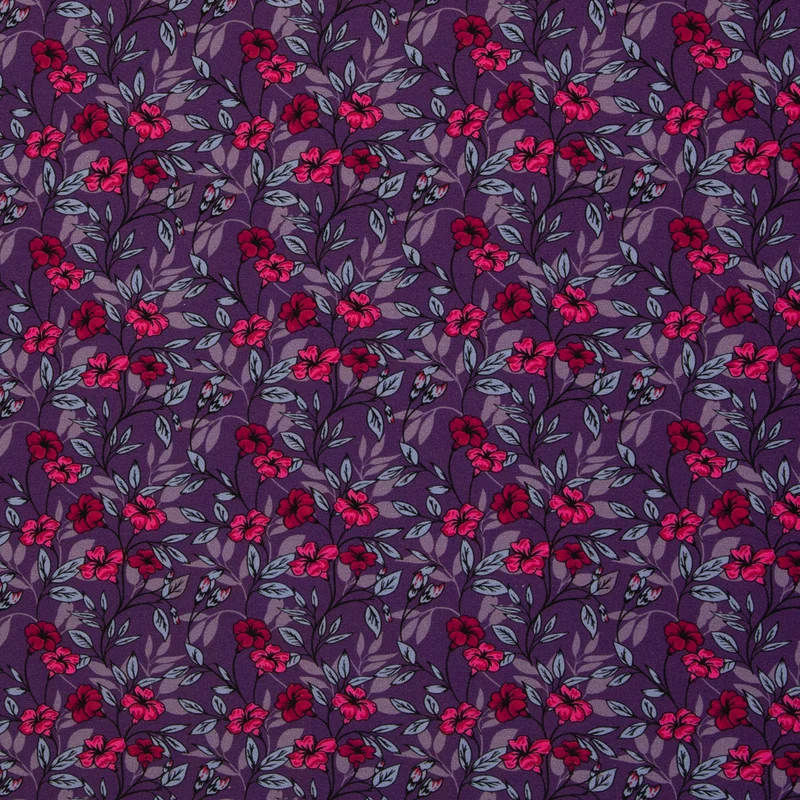 Modal French Terry Kleine Blüten Kairo - 647 pflaume